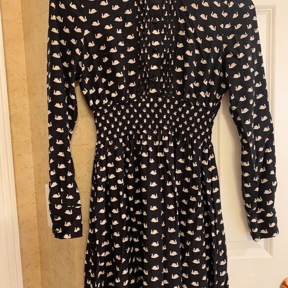 Kate Spade Swan Print Silk Blend Shirtdress Size S - Picture 4 of 7